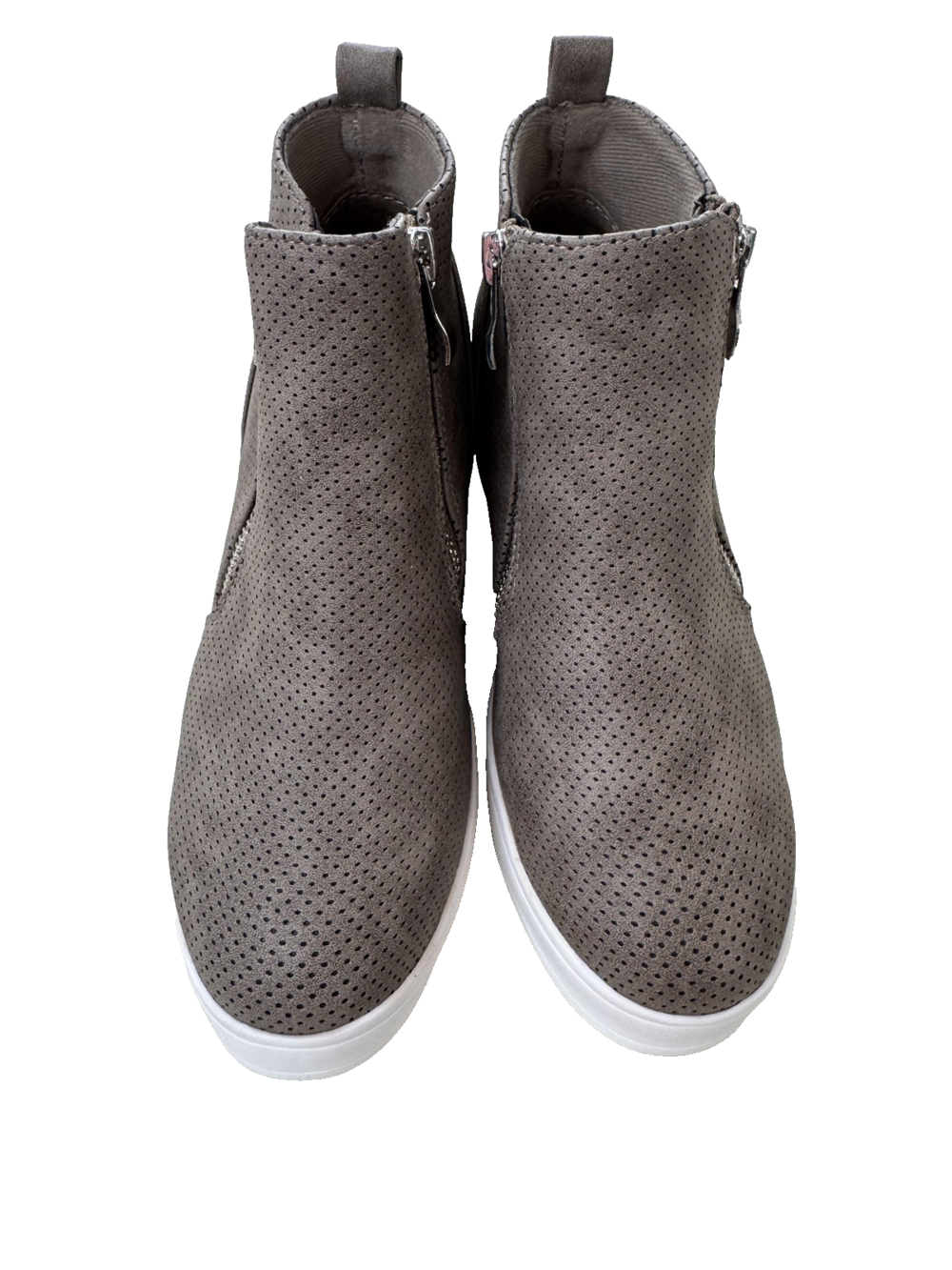 Journee Collection Shoes Womens Size 6 Taupe Penelope Wedge Booties Zip Casual